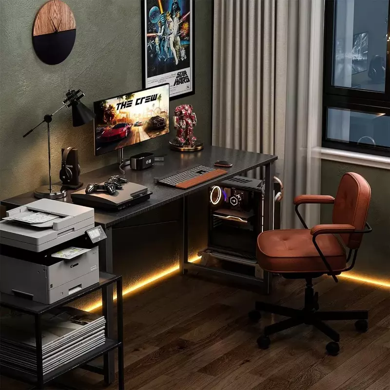 مكتب كمبيوتر حديث وبسيط للمنزل والمكتب ، مكتب كتابة أسود ، 48 بوصة