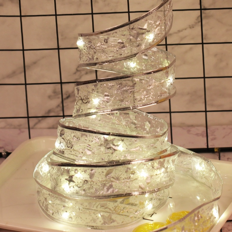 زينة أعياد الميلاد LED الشريط أضواء شجرة عيد الميلاد الحلي DIY بها بنفسك الدانتيل الانحناء سلسلة أضواء نافيداد المنزل الديكورات السنة الجديدة 2022 MJ