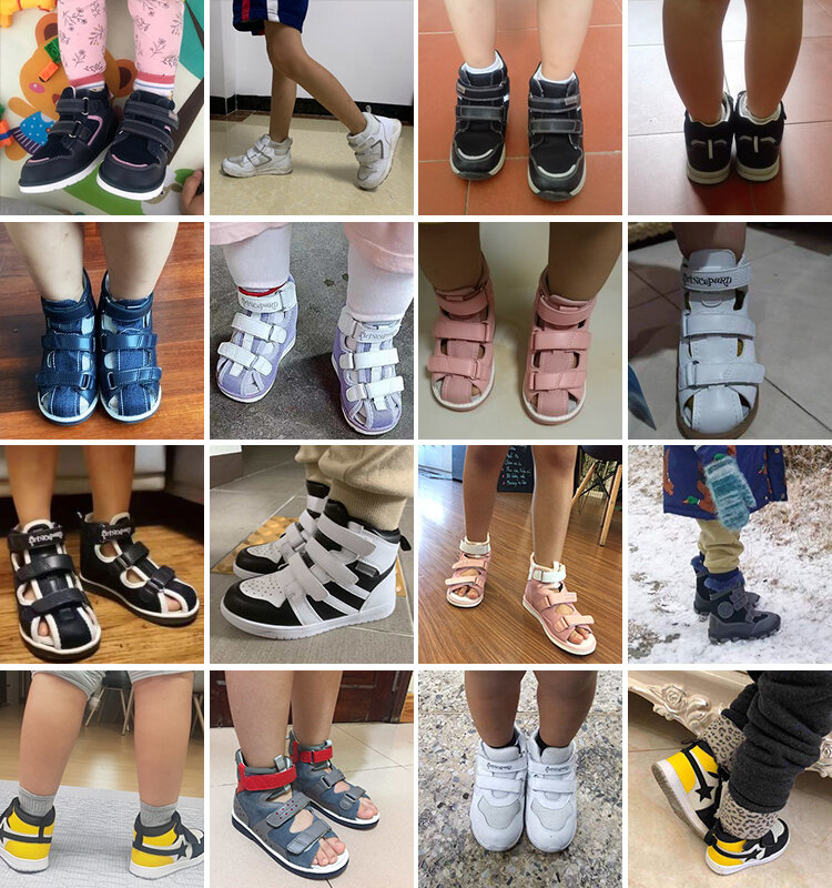 أحذية تقويم القدم للأطفال الصغار والأطفال ، صنادل تصحيح عالية للأولاد والبنات مع دعم القوس والكاحل