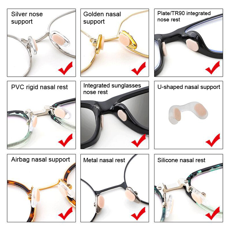 وسادات للأنف من النظارات مع إسفنجة إيفا ناعمة ، لاصقة أنف مضادة للانزلاق ، وسادات أنف ذاتية اللصق ، وإطار نظارات ، ملحق نظارات ، 10 ملاءات