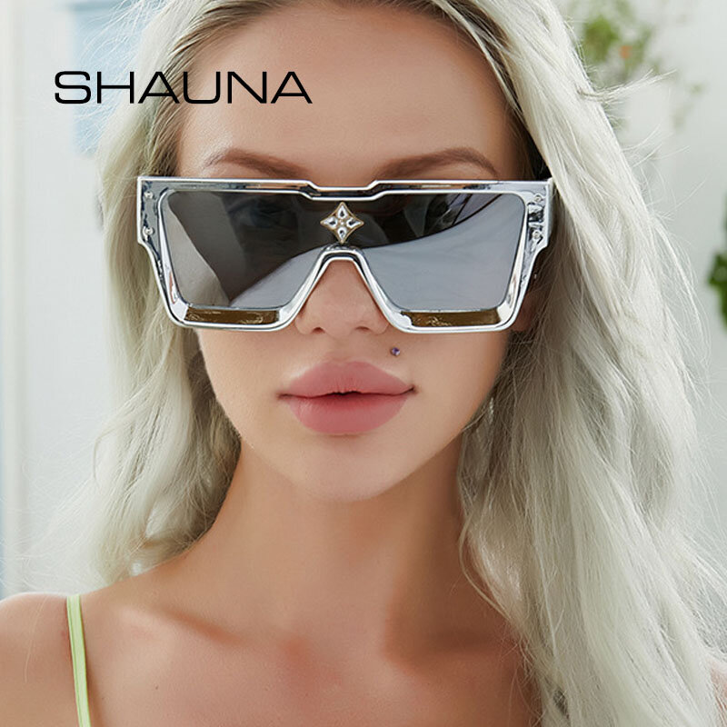 نظارات شمسية مربعة كبيرة الحجم للسيدات من SHAUNA ذات عدسات UV400 للرجال