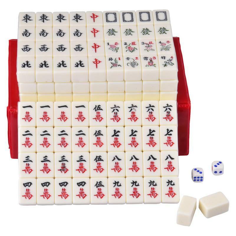 جونغ لعبة مجموعة 144 قطعة ميلامين صغير جونغ البلاط الصينية التقليدية Majiang ألعاب الحفلات ألعاب الأسرة متعة مع النردات