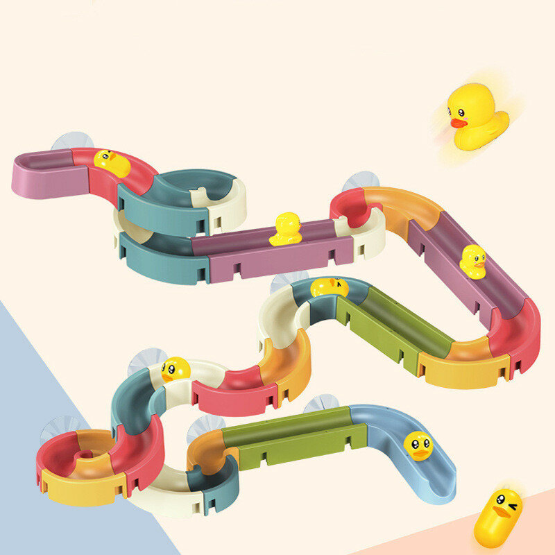أطفال حمام اللعب Slide بها بنفسك الشريحة شلال داخلي تجميع المسارات البط الأصفر فتحة السيارة الحمام استحمام الطفل لعب ألعاب مائية مجموعات الالعاب