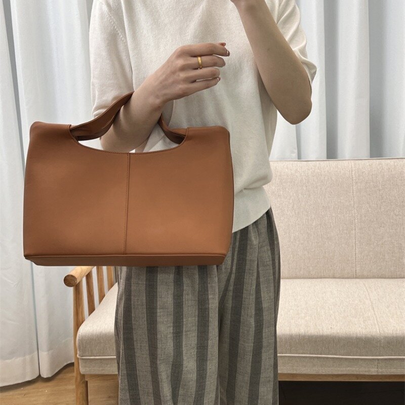 حقيبة كروس عصرية من الجلد الطبيعي للنساء ، تنقل راقي ، حقيبة محمولة ذات سعة كبيرة