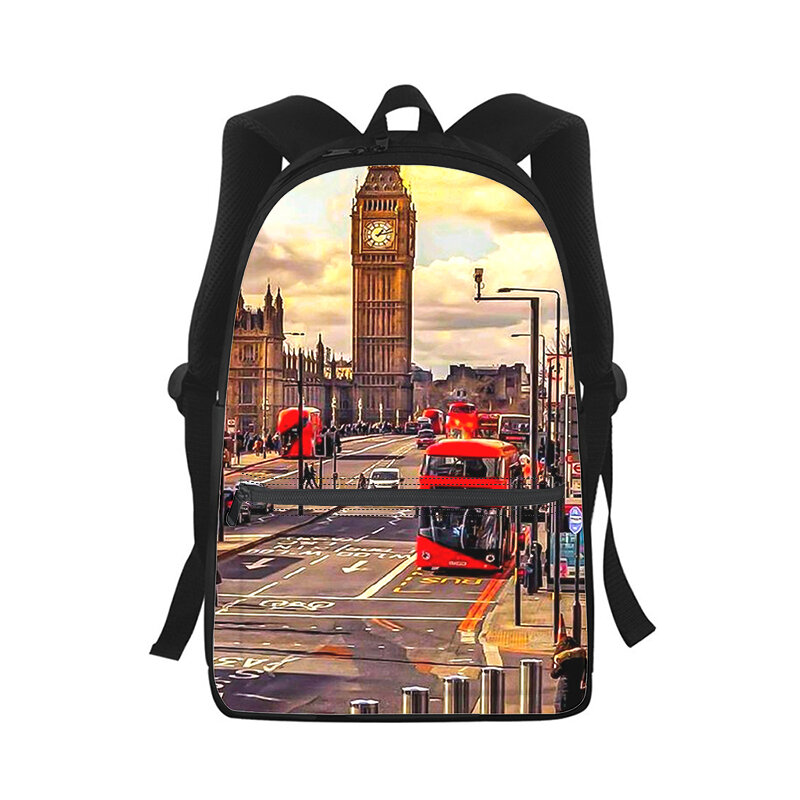 حقيبة ظهر مطبوعة ثلاثية الأبعاد للأطفال ، حقيبة مدرسية ، حقيبة كتف للسفر ، إنجلترا أحب لندن ، الرجال والنساء ، الطالب ، الموضة