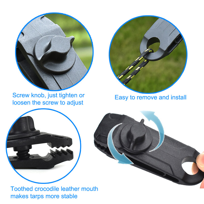 قابلة لإعادة الاستخدام قماش القنب كليب المظلة المشبك في الهواء الطلق خيمة مظلة المظلة يندبروف ثابت مشبك مشبك من البلاستيك مشبك الرياح حبل باكل شار