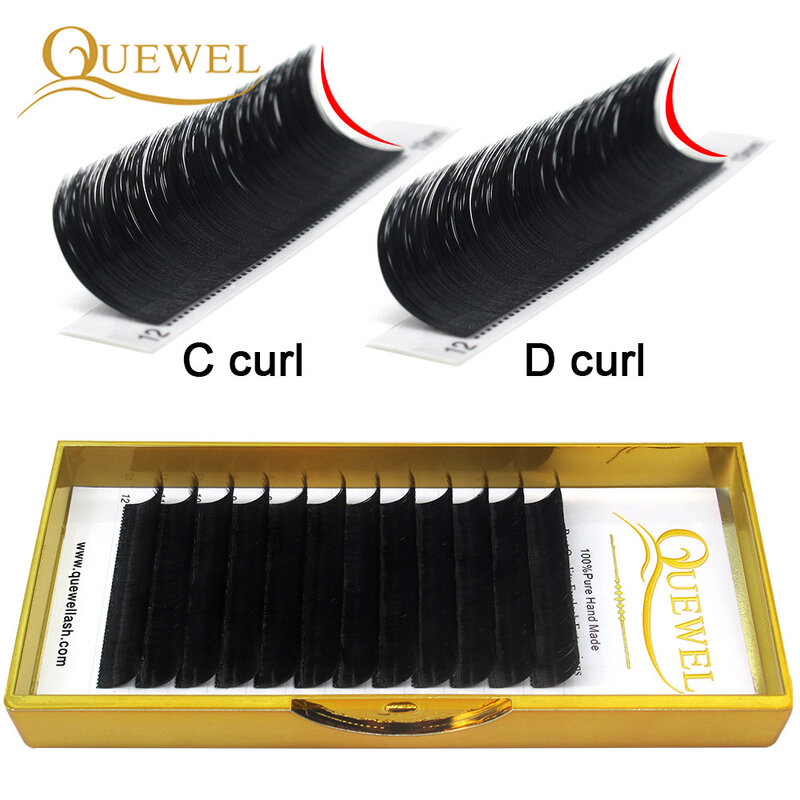 Quewel سهلة المشجعين رمش 10 Case/مجموعة تزهر حجم الرموش تمديد المهنيين كاذبة المنك الحرير سميكة لاش بالجملة