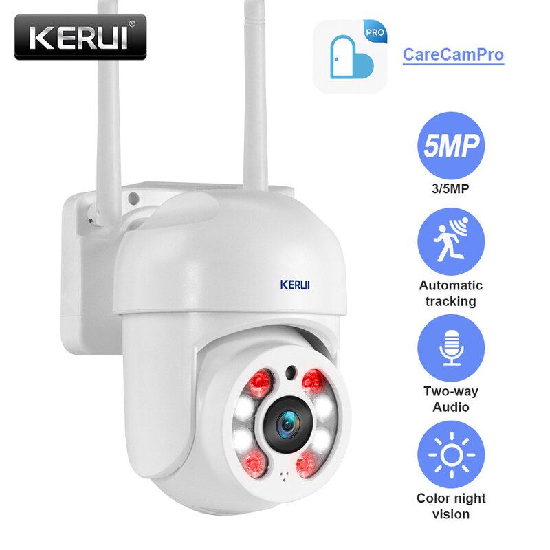 KERUI-كاميرا أمان خارجية ، 3 ميجابكسل ، واي فاي ، IP ، تحكم PTZ ، صوت ثنائي الاتجاه ، كشف بشري ، تتبع تلقائي ، دعم Onvif ctv