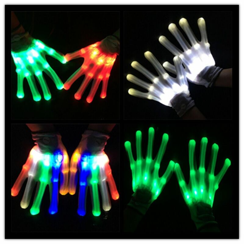 قفازات مضيئة LED نيون للبالغين والأطفال ، لوازم حفلات مضحكة ، زي المرحلة ، قفازات متوهجة ، قفازات هالوين