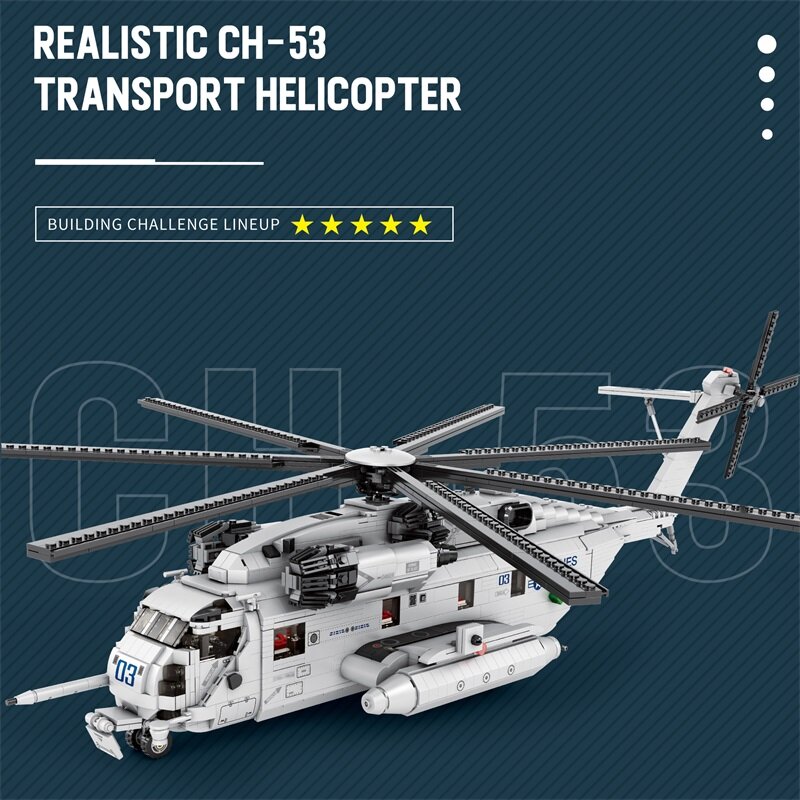 سوبر الفحل هليكوبتر اللبنات للبنين ، مقاتلة عسكرية ، ألعاب الطوب النقل ، هدايا الأطفال ، جديد ، CH-53E ، 2192 قطعة
