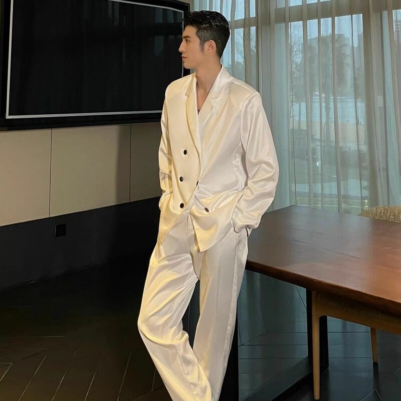 يوبي-بدلة غير رسمية وبراقة للرجال ، بدلة راقية ، للربيع والصيف ، جودة عالية جديدة ، 2 A19