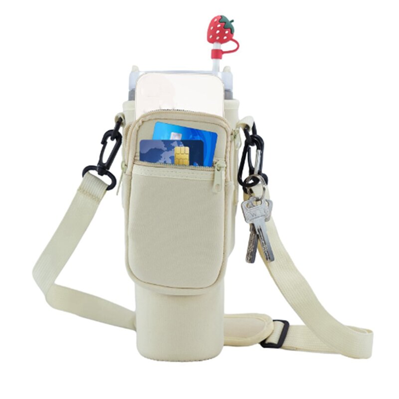 حقيبة حمل زجاجة ماء كوب معزول ، جيب الهاتف ، حزام الكتف ، سهلة الاستخدام