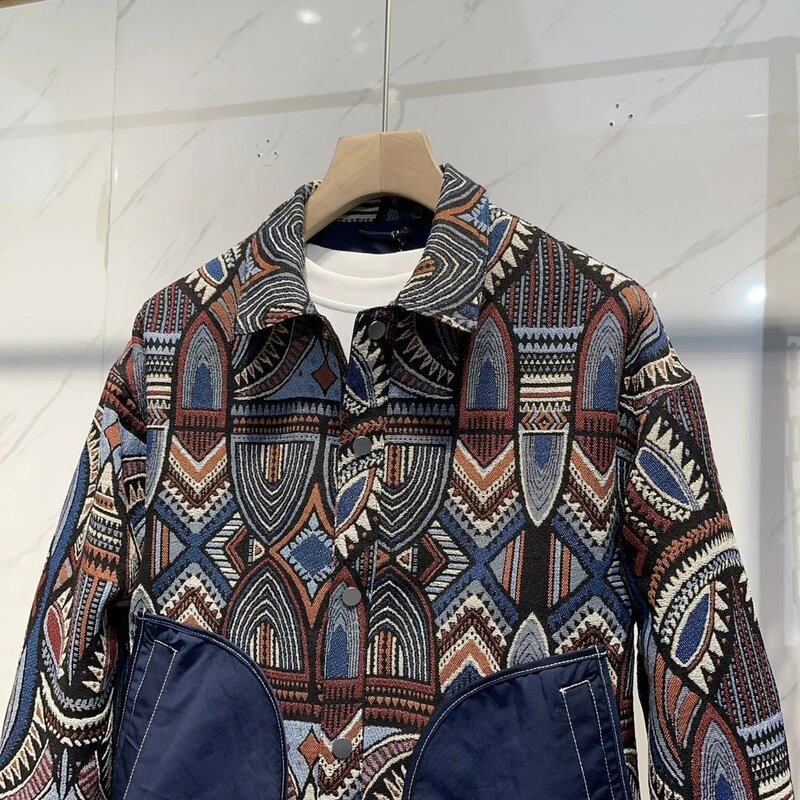 قميص بياقة بولو طراز عرقي كوبي للرجال ، معطف فضفاض ، توب جيب مُطَرز ، جودة عالية ، موضة جديدة ، الربيع والخريف