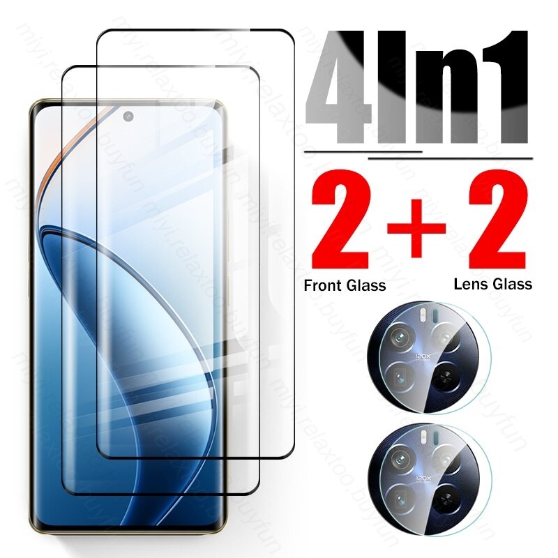 زجاج واقٍ لـ Realme 12 Pro Plus ، 4in 1 ، 5G ، عدسة الكاميرا ، واقي الشاشة ، Pro Plus ، 5G