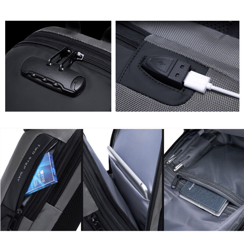 SUUTOOP الرجال مكافحة سرقة قفل حقيبة كتف USB عبر الجسم الرافعة الصدر حقائب السفر Crossbody حزمة رسول حزمة عادية للذكور