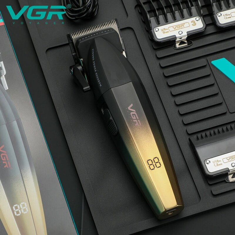 ماكينة حلاقة الشعر الاحترافية VGR ماكينة حلاقة الشعر الكهربائية اللاسلكية ماكينة حلاقة الشعر للرجال