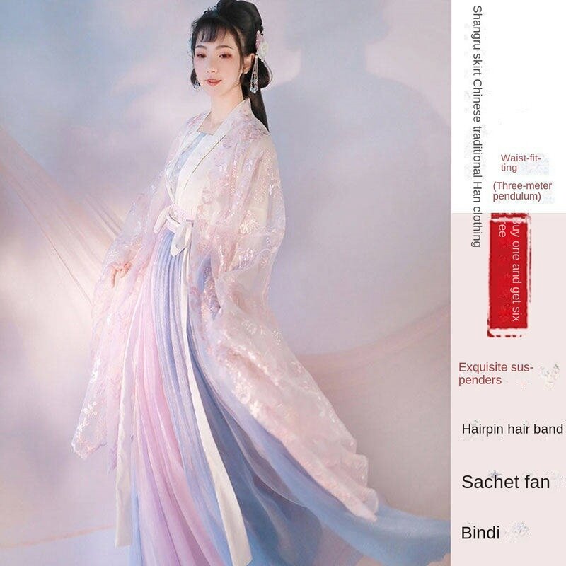 Hanfu الإناث النمط الصيني زي القديمة الجنية تنورة أنيقة الخصر سوبر الجنية الرجعية مرحلة أداء الملابس القديمة