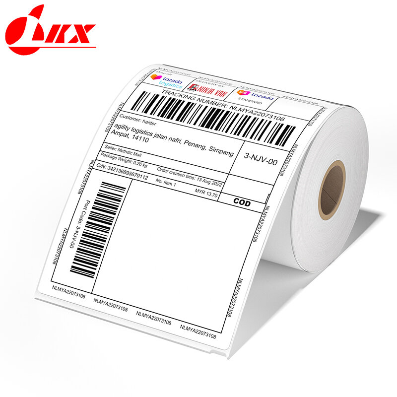 LKX-ملصقات حرارية ذاتية اللصق لجميع الأغراض ، ملصق ورقي للشحن ، مقاوم للماء ، مقاوم للزيت ، 4 × 6 بوصة ، من من من من نوع LKX