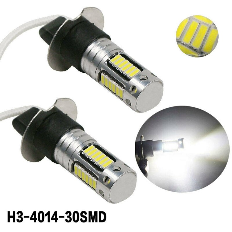 4 قطعة H3 مصباح LED فائق السطوع الضباب القيادة DRL مصابيح كهربائية كيت 6000K الأبيض