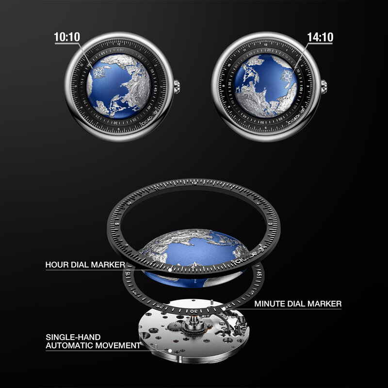 تصميم CIGA-الأزرق كوكب الميكانيكية ساعات المعصم للرجال والنساء ، الفولاذ المقاوم للصدأ ، علبة من التيتانيوم ، الفاخرة ، التلقائي ، U سلسلة