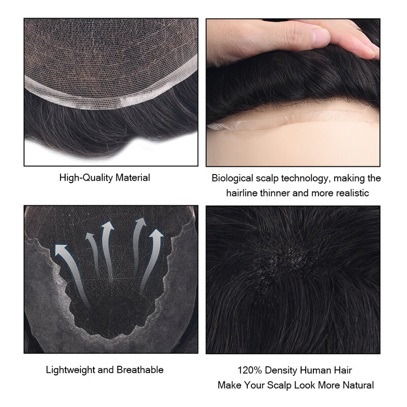 AW Q6 الشعر المستعار للرجال الدانتيل وقاعدة PU 6 ''100% شعر الإنسان الرجال الشعرية الاصطناعية الذكور شعر مستعار استبدال أنظمة Exhuast وحدة