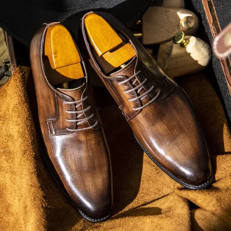 حذاء جلد مدبب للرجال ، عالي الجودة ، فاخر ، زفاف ، فستان ، رجل ، مكتب ، حذاء رجالي ، 2023