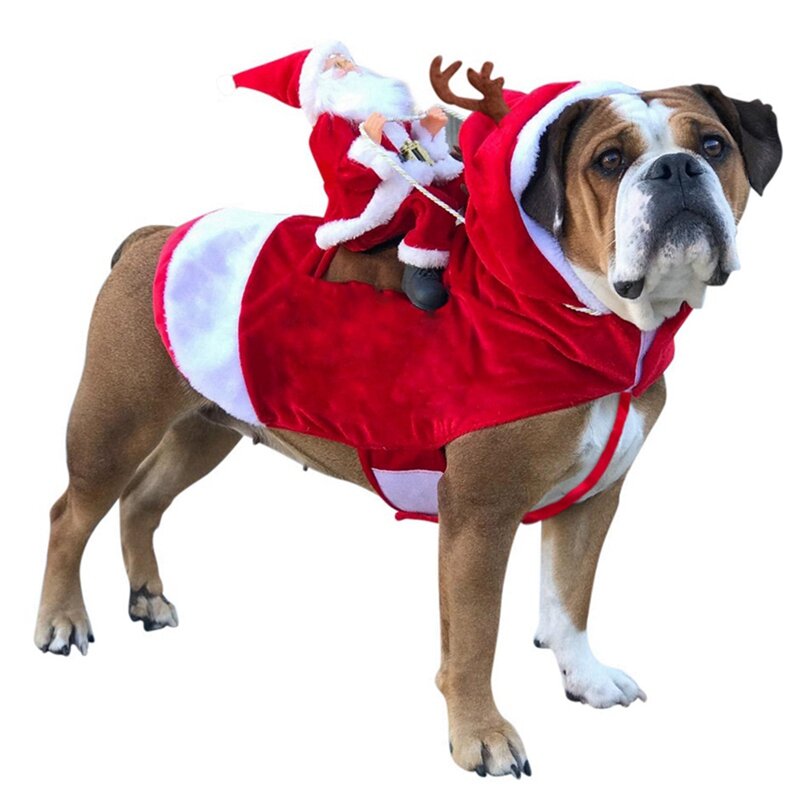 XS-2XL دافئ الكلب الملابس الكلب عيد الميلاد معطف للكلاب الصغيرة المتوسطة الحيوانات الأليفة الملابس مع سانتا كلوز الكلب عيد الميلاد الديكور