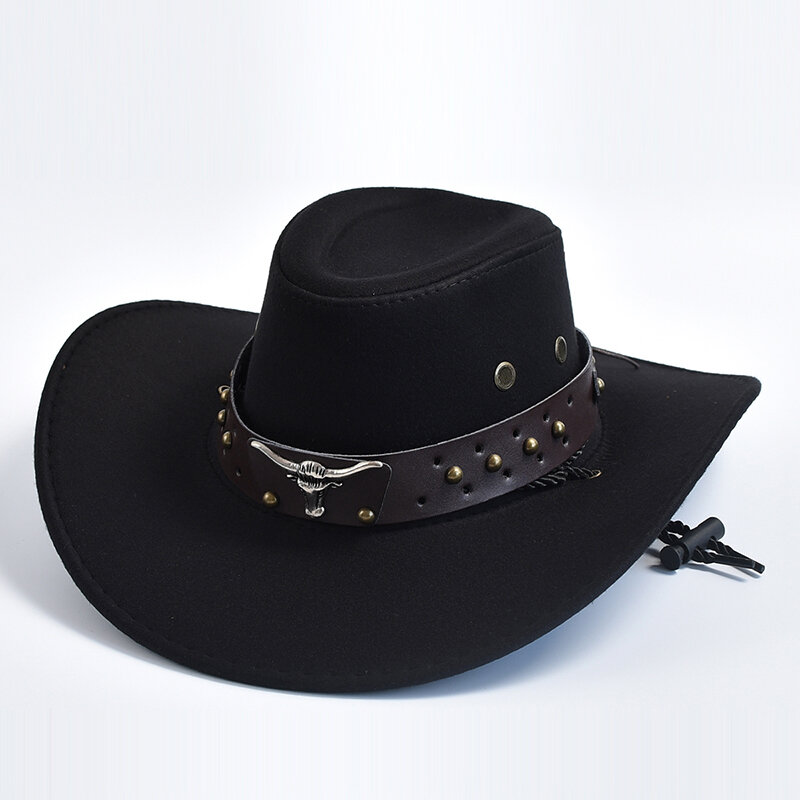 جديد الاصطناعي الجلد المدبوغ الغربية كاوبوي القبعات Vintage حافة كبيرة Gentleman راعية البقر الجاز قبعة عطلة حفلة تأثيري قبعة