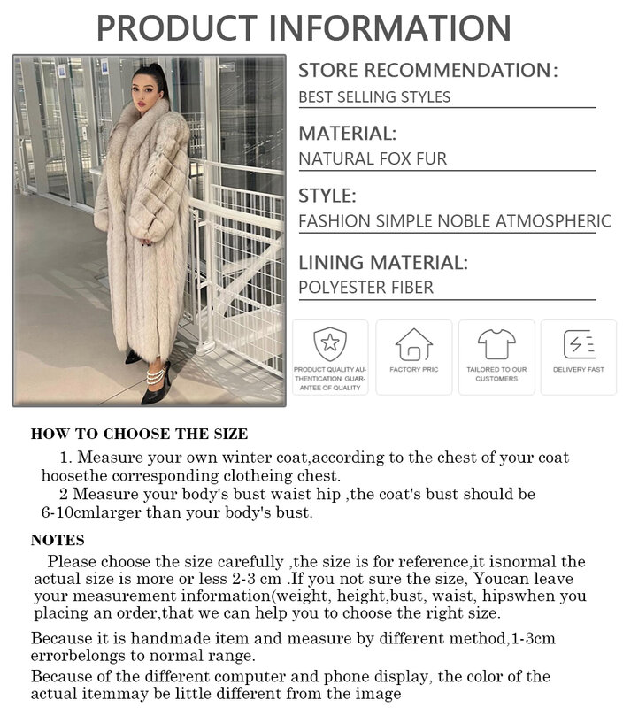 معطف نسائي من فرو الثعلب الطبيعي معطف الشتاء الأفضل مبيعًا لعام 2023 معاطف طويلة للنساء جاكيت من فرو الثعلب الأصلي