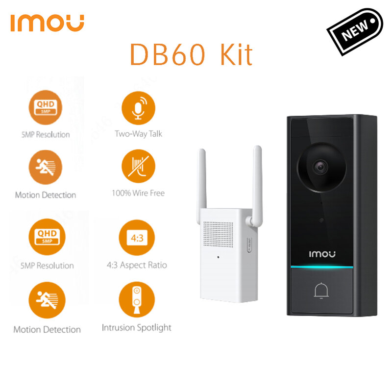 IMOU DB60kit 5MP واي فاي IP65 مقاوم للماء لاسلكي ثنائي القناة صوت الإنسان كشف الدخيل الأضواء السوداء الجرس