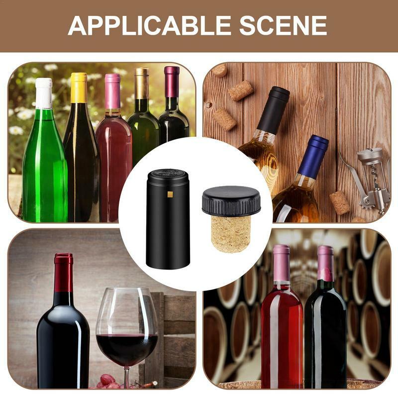 الحرارة يتقلص قبعات لزجاجة النبيذ كروز ، زجاجة الأختام الفلين ، مجموعة سدادة زجاجة النبيذ ، 100 قطعة