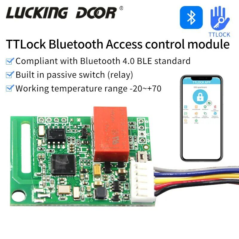 لوحة وحدة التحكم في الوصول TTLOCK ، 8-18 فولت ، تحديد بلوتوث ، هوائي ، مفتاح ترحيل منخفض الطاقة ، وحدة تحكم في قفل الباب
