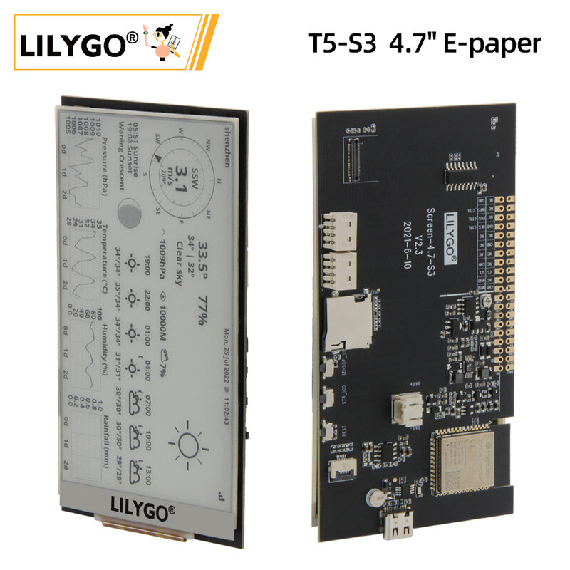 LILYGO® T5 4.7 Inch E-paper V2.3 ESP32-S3 T5 4.7 بوصة E-ورقة V2.3 ESP32-S3 تطوير لوحة للقيادة وحدة عرض دعم TF اردوينو متوافق التوت بي