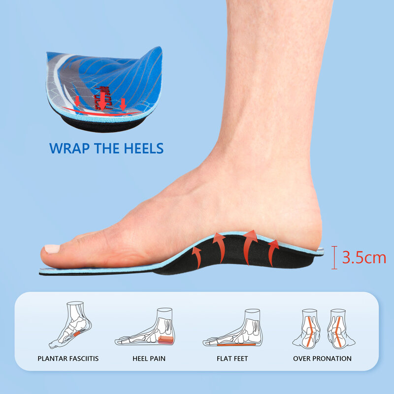 بكسولي عالية قوس دعم حشايا حذاء ، تقويم العظام الذاكرة نعال فوم لأقدام مسطحة شديدة ، التهاب اللفافة الأخمصية ، آلام القدم ، آلام الكعب