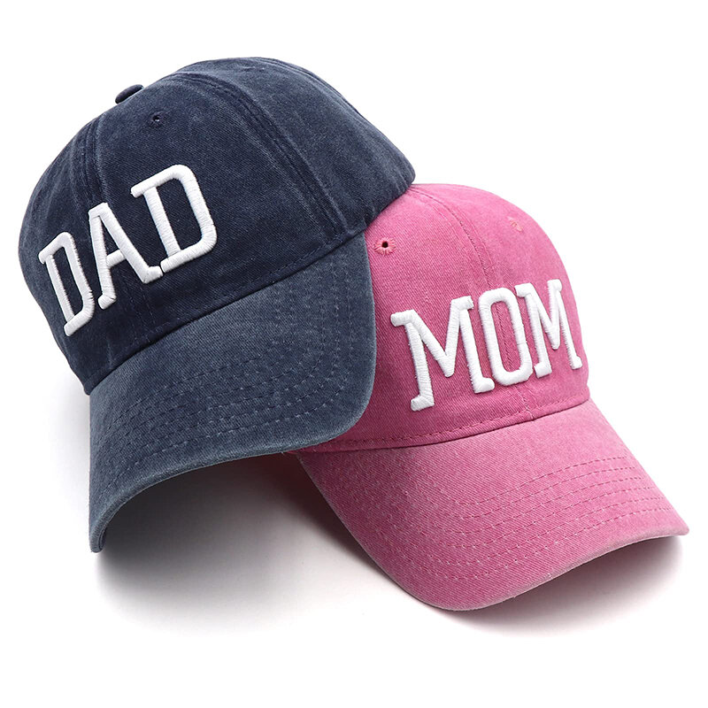 قبعات البيسبول المطرزة للأزواج ، قبعات في الهواء الطلق قابل للتعديل ، هدايا سوداء للآباء والأمهات وأبي ، يوم الآباء