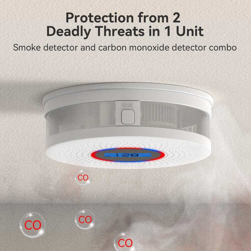 CPVAN-كاشف الدخان وأول أكسيد الكربون ، جهاز استشعار مزدوج ، شاشة رقمية ، حماية أمن الوطن ، إنذار الدخان وشركاه