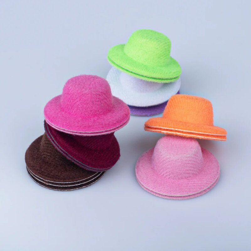 قبعة بحافة صغيرة ملونة ، إكسسوارات دمية تصنعها بنفسك ، مشغولات زخرفية صغيرة
