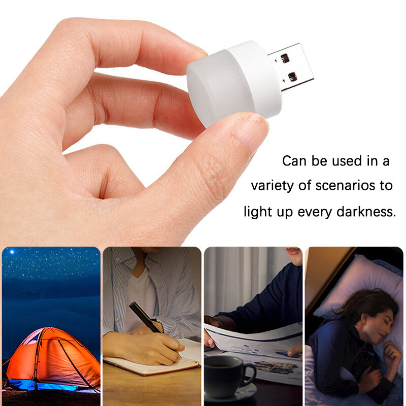 12 قطعة USB صغيرة التوصيل مصباح حماية العين LED ضوء الليل هدية احتفالية شحن USB صغيرة مستديرة كتاب مصباح غرفة نوم ليلة مصباح