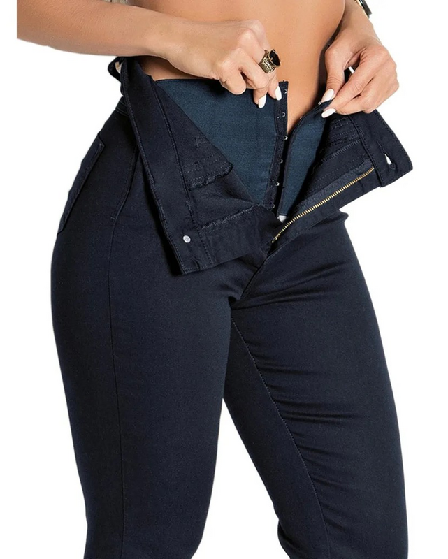 سراويل جينز عالية الخصر مع سحاب عالية التمدد سراويل للنساء تشكيل الجسم التخسيس بعقب رفع تأثير