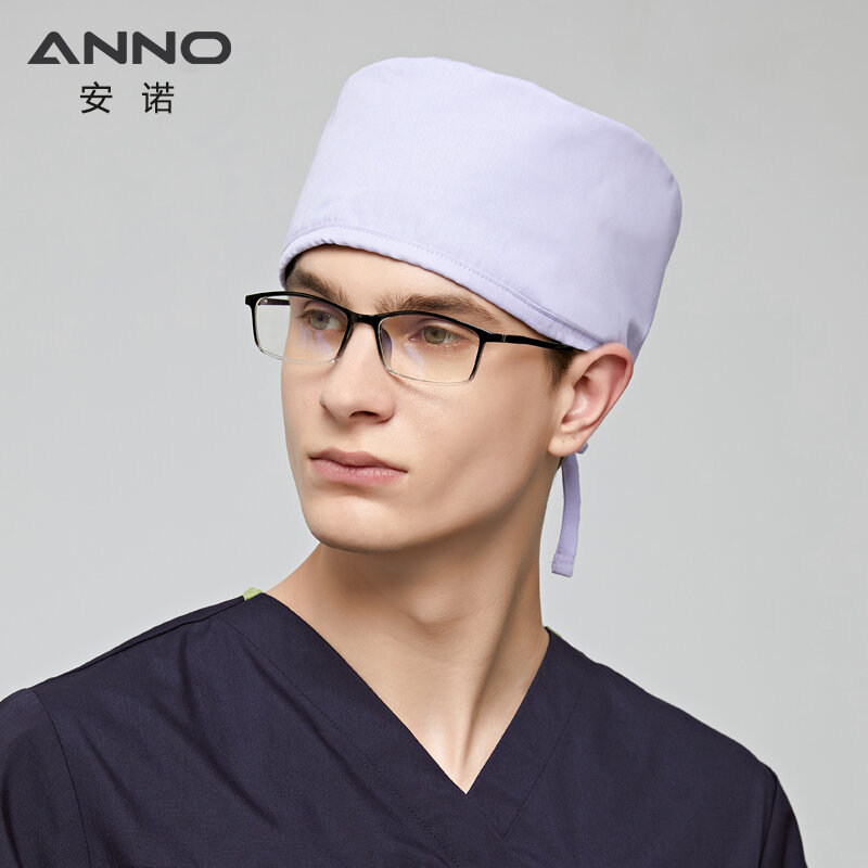 ANNO-قبعات قطنية للرجال للاستعمال مرة واحدة ، قبعة للممرضات والطبيب والمستشفيات ، لون سادة ، للرأس