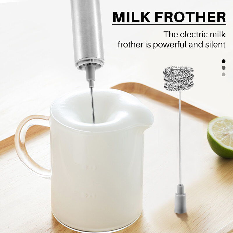 جهاز مزبد الحليب الكهربائي المحمول باليد ، مخفق بثلاث طبقات ، يعمل بالبطارية ، صانع رغوة للقهوة ، لاتية ، شوكولاتة ساخنة