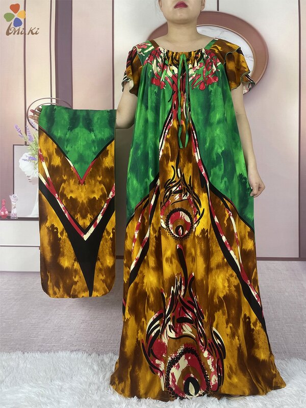 فستان أفريقي قصير الأكمام داشيكي للنساء ، رقبة قارب زهرية ، بوبو طويل فضفاض ، ملابس إسلامية غير رسمية ، جودة عالية