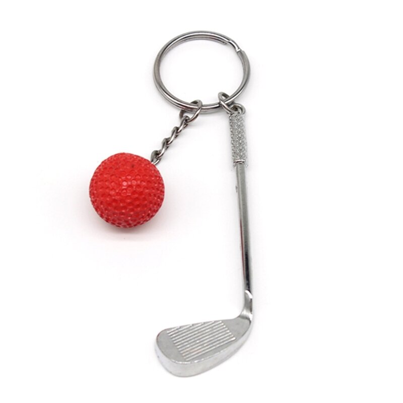 6 قطع من سلسلة مفاتيح الجولف مع نادي الجولف وكرة الجولف، ملحقات تزيين سلسلة المفاتيح