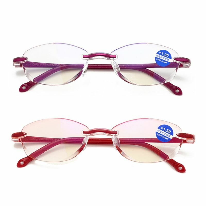 نظارات قراءة لقصر النظر الشيخوخي ، عدسات مكبرة بدون إطار لقصر النظر الشيخوخي ، نظارات قراءة بالضوء الأزرق ، بدون إطار ، 1.0 1.5 2.0 2.5 3.0 3.5 4.0
