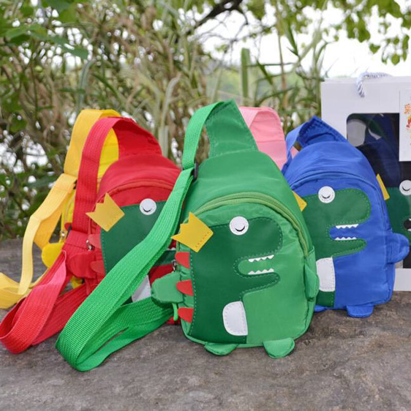 حقيبة كتف للأطفال بتصميم ديناصور كارتوني ، حقيبة ظهر للسفر في الهواء الطلق للأطفال ، حقيبة متقاطعة للجنسين ، حقيبة صدر صغيرة ، من 3-6 سنوات