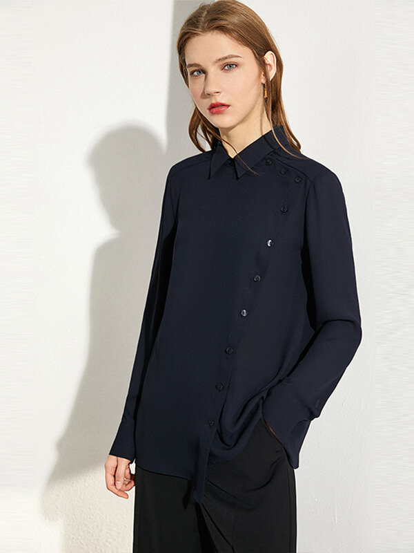 Amii قميص نسائي غير متماثل ، قميص احترافي طويل الأكمام ، تصميم جديد ، 2019 ، ربيع ، 12341190
