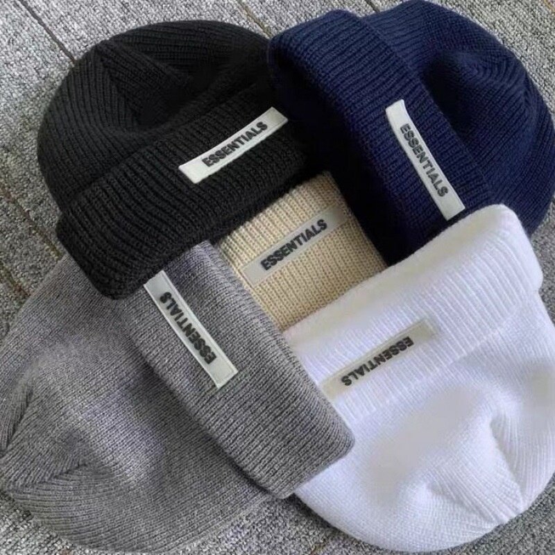 Essentials Knitted Hats for Women Black Beanie Hat Winter Men Hats Women Hats for Women Skullcap Knitted Thick Hat Kanye