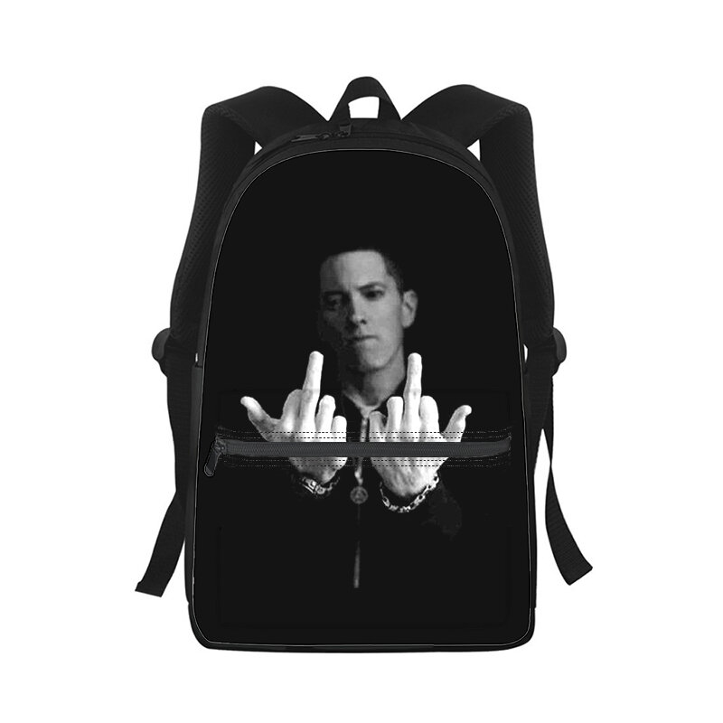 Eminem-حقيبة ظهر ثلاثية الأبعاد للرجال والنساء ، حقيبة مدرسية للطلاب ، حقيبة كمبيوتر محمول ، حقيبة كتف ، سفر ، أطفال ، موضة