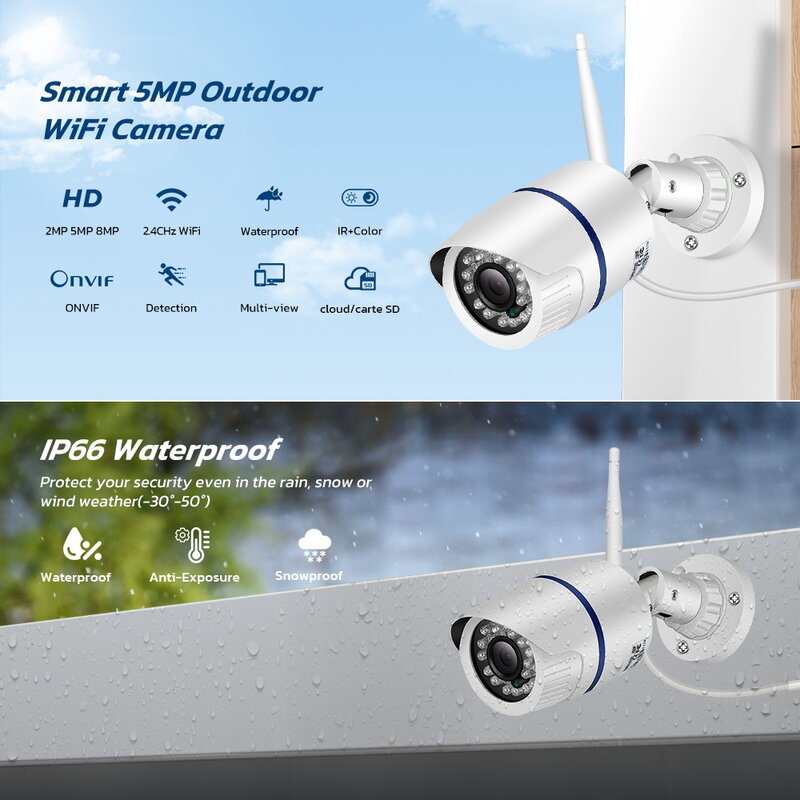 كاميرا IP آمنة مقاومة للماء من BESDER ، كاميرا رصاصة ، كاميرا صوت ، H.265 ، HD ، IP66 ، DC 12V ، 48V ، PoE ، ONVIF ، IPC ، XMEye App