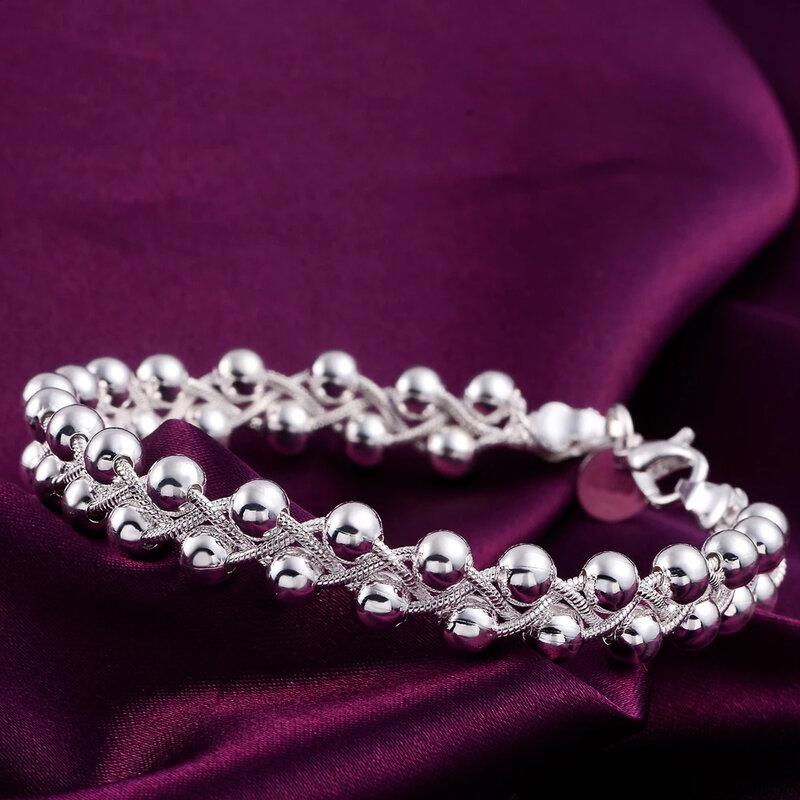 سوار من الفضة الإسترليني للنساء ، سلسلة من الخرز المجدول الجميل ، مجوهرات راقية ، هدايا حفلات الزفاف ، الموضة
